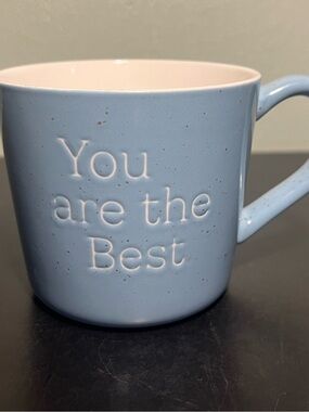 THRESHOLD “You are the Best” Robin Eggshell Blue Stoneware Mug w/ Brown Speckles